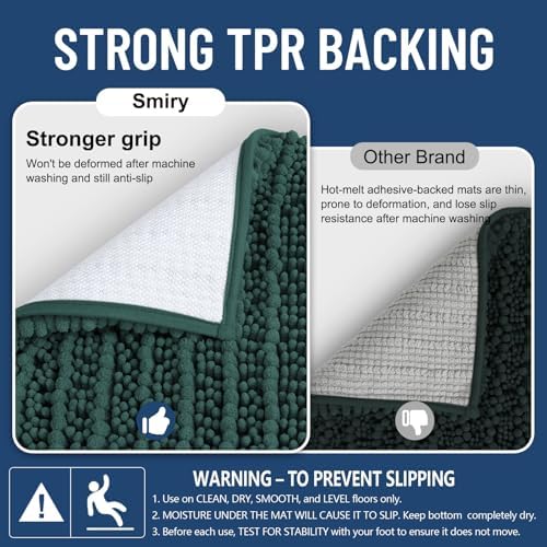 Smiry Bathroom Rugs 24X16, Extra Soft Rubber Backing Chenille Bath Mats - Image 3