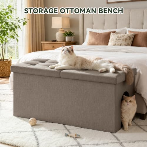 3-in-1 Cat Litter Box Enclosure Furniture, Cat Ottoman - Image 6