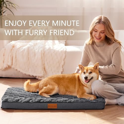 Patas Lague Orthopedic Medium Dog Bed Pet Crate Mat 30''X20'' Dark Grey - Image 2