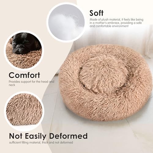 Hoewina Dog & Cat Bed for Indoor Cats, 20in Calming Donut Bed - Image 5