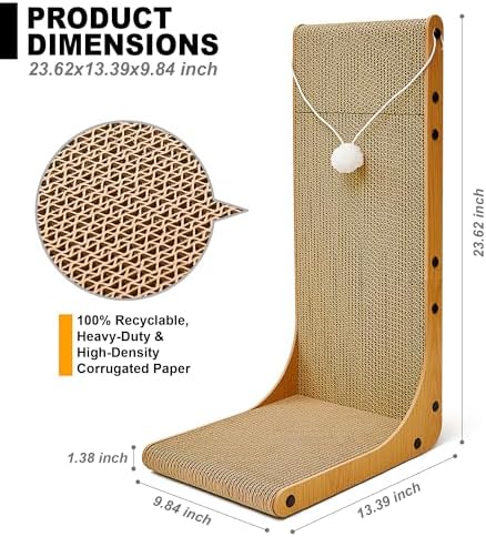 Value 2-Pack 23.6 Inch L-Shaped Cardboard Cat Scratcher, Dual Use Scratch Pad - Image 3