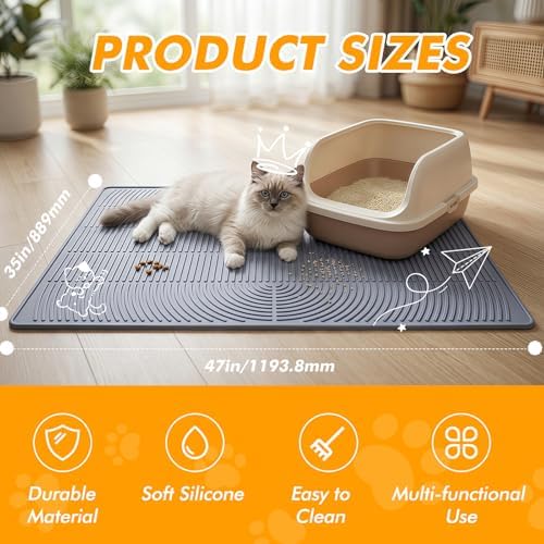 Extra Large Cat Litter Mat 47" x 35" Silicone Litter Trapping Mat - Image 2