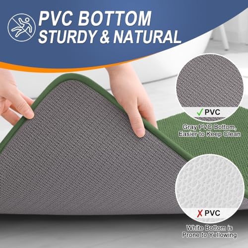 OLANLY Memory Foam Bathroom Runner Rugs 59x24, Long Bath Mats, Olive Green - Image 4