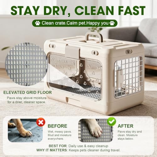Collapsible Small Dog Crate, Hard-Sided Foldable Cat Carrier - Image 6