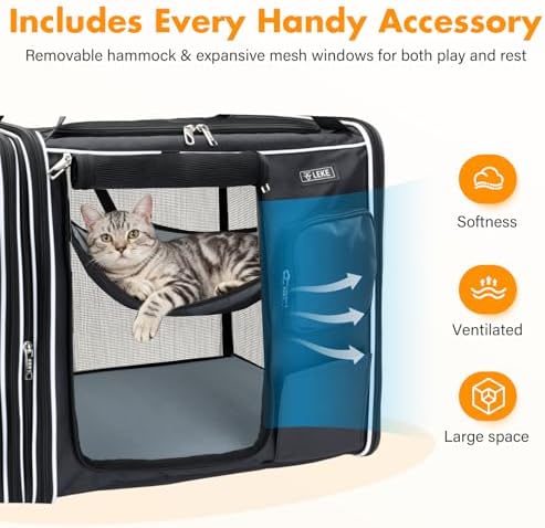 Lekereise Extra Large Cat Carrier Soft Sided, Large cat Travel Carrier - Image 6