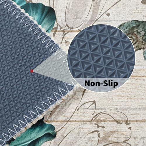 Giwawa Teal Floral Bath Rug Butterfly Flower Bath Carpet Soft Bathroom Plush - Image 5
