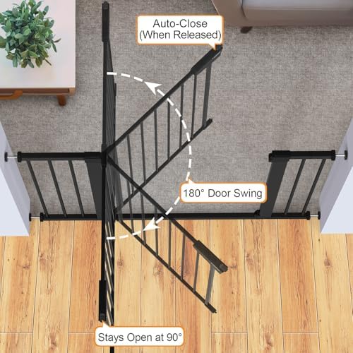 Cumbor 2 Pack 30-46" Baby Gate for Stairs, Auto Close Dog Gate Indoor Black - Image 5