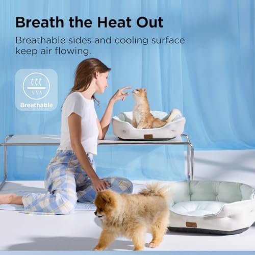 Bedsure AeroFrost™ Cooling Small Dog Bed, Round Washable, 20In Arctic Blue - Image 3