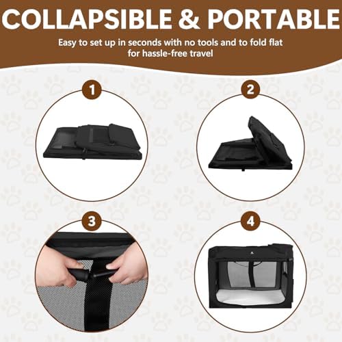 X-ZONE PET Dog Crate 3-Door Kennel, Collapsible Portable Soft Sided Pet Carriers - Image 4