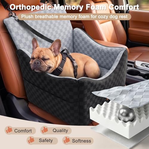 JOEJOY Elevated Dog Car Seat for Small/Medium Dogs up to 35 lbs, Memory Foam - Image 3