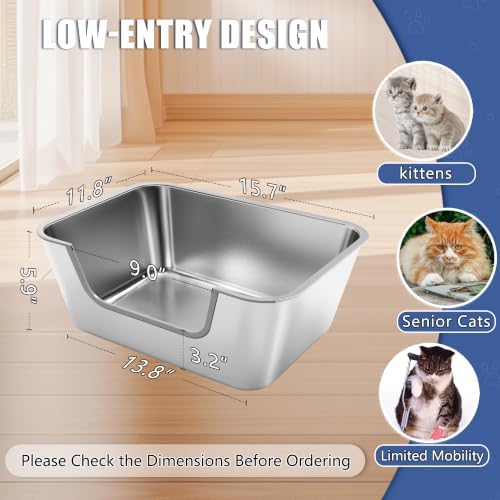 2 Pack Stainless Steel Cat Litter Box - Image 2