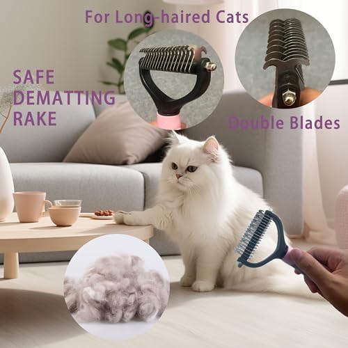 Cat Deshedding & Dematting Brush Kit, 6 Self-Cleaning Tools - Image 3