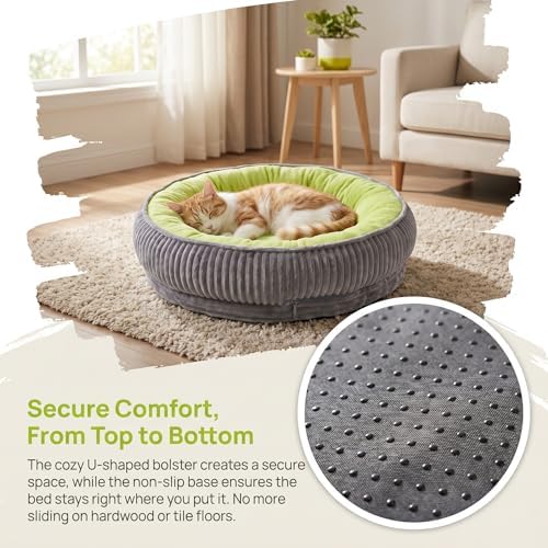 Calming Dog Bed for Small Dogs, Velvet Corduroy Washable Donut Pet Bed - Image 7