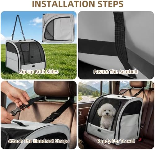 Dog Car Seat for Small Medium Dogs & Cats, Soft-Sided - Image 4
