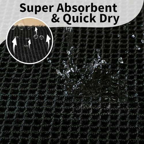 Black Bathroom Rug, Waffle Bath Mat Non Slip Washable - Image 6