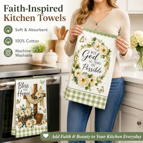 2 Pack Highland Cow Kitchen Towels, Sunflower Coffee Dish Towel Set - Image 7