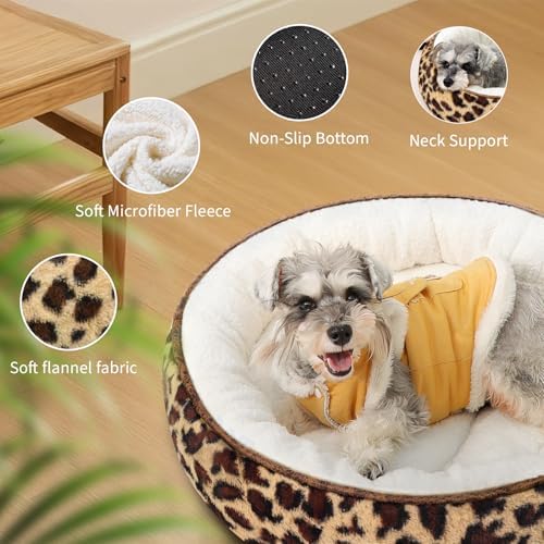 Zerbuger 23in Leopard Round Dog Bed Sofa - Image 3