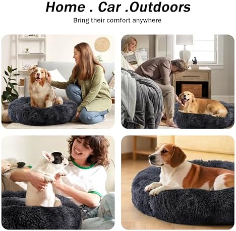 NOYAL Donut Dog Bed for Small Medium Pets, Plush Calming Faux Fur - Image 6