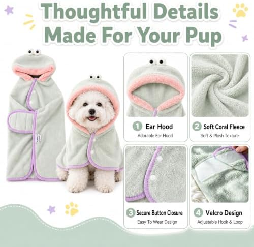 Dog Bathrobe Towel, Soft Hooded Dog Drying Wrap - Image 4