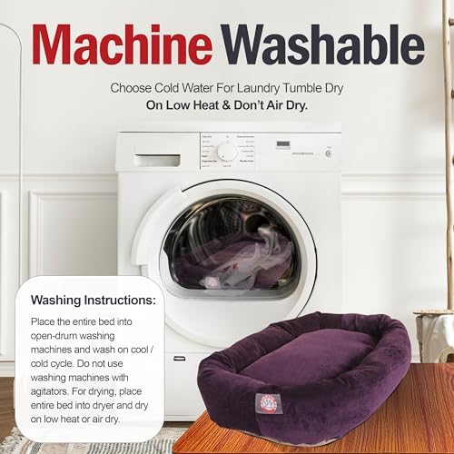 Majestic Pet Micro Velvet Dog Bed, 40 Inch Large, Round Washable - Image 4