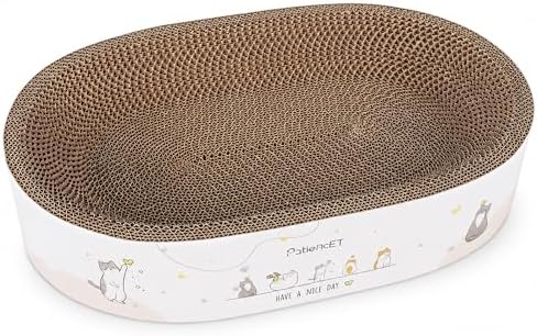 PatiencET 2-in-1 Oval Cat Scratcher Bed, Cardboard Lounger Scratch Bowl by patiencET