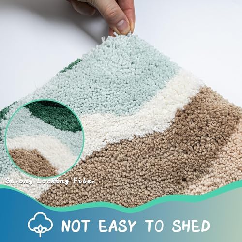 Green Coastal Bathroom Rugs Microfiber Soft Fluffy Cute Bath Mats - Image 6