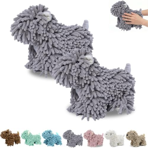 Chenille Dog Hand Towel Fuzzy Ball Dog Towel Animal Hand Towels by FAGOBI