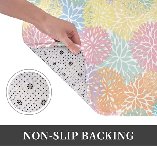 Colorful Chrysanthemum Floral Bath Mat 24x16 Inch Non-Slip Soft Microfiber - Image 4