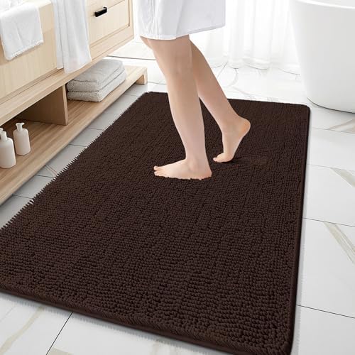 OLANLY Large Bathroom Rugs 59x35, Extra Soft Absorbent Chenille Bath Rugs by OLANLY