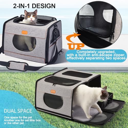 Cat Travel Carrier with Litter Box, Large Cat Carrier - Image 2
