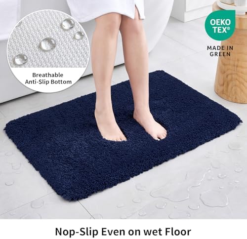 Disolla Navy Blue Bathroom Runner Rug 24x70, Plush Extra Large Bath Mat - Image 3