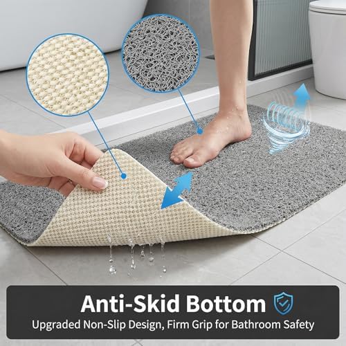 Square Shower Mat Non Slip, 27 x 27 Inch Grey Shower Floor Mat Without Suction - Image 5