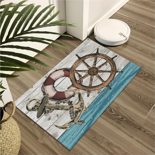 Giwawa Nautical Anchor Bath Rug Coastal Boat Bathtub Mat Extra Absorbent - Image 6