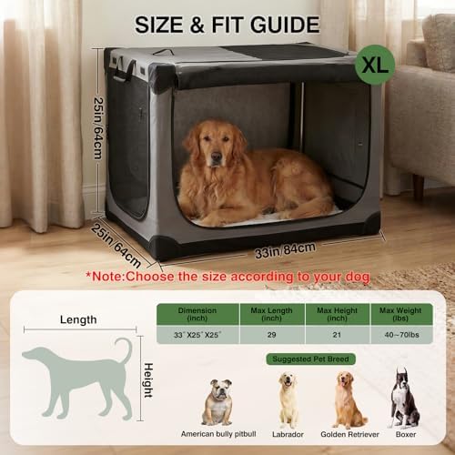 33 x 25 x 25 Inch Collapsible Soft Dog Crate - Image 2