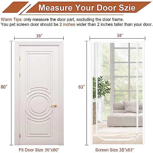 Dixutzi Reinforced Cat Screen Door Fits Door Size 36''x 80'', Heavy Duty Pets - Image 4