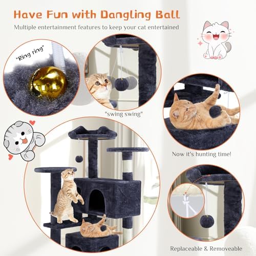 54 Inch Cat Tree Tower with Sisal Scratching Posts - Image 4
