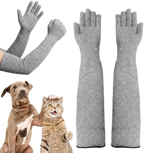 QYANGG Cat Grooming Gloves, Ultra-Flexible Pet Handling Sleeves: 15.7” by QYANGG
