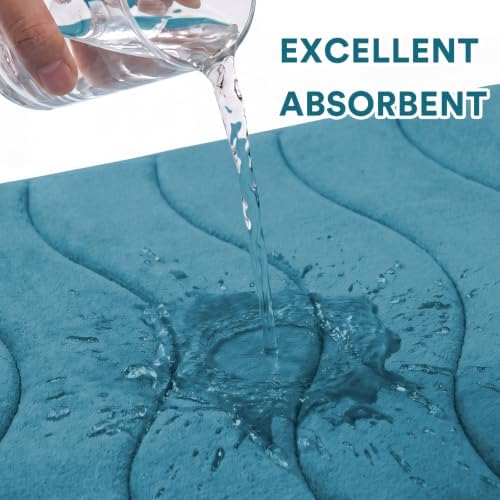 Flamingo P Dark Teal Bath Mat 17x24 Quick Dry Washable Soft Memory Foam - Image 4
