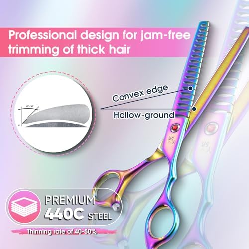 DRGSKL Rainbow Dog Thinning Shears, Offset Pet Grooming Scissors - Image 5