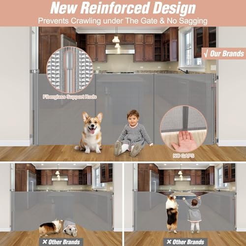 Reinforced 42" Tall Pet Gate 75" Wide Retractable Baby Gates Indoor/Outdoor - Image 2