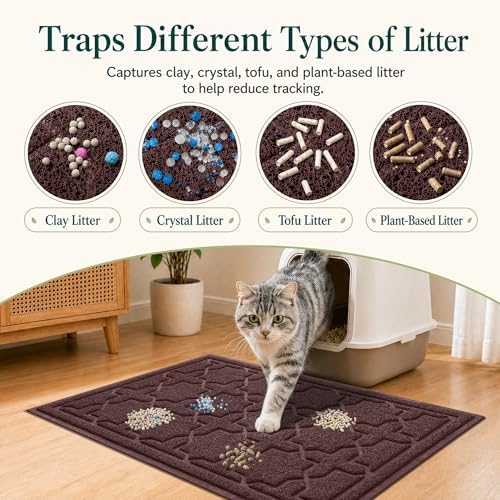 Yimobra Cat Litter Mat, Waterproof Litter Trap Mat, Dark Coffee - Image 2