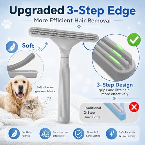 3 Pack Dog Cat Hair Remover, Carpet Rake and Fabric Lint Scraper - Image 6