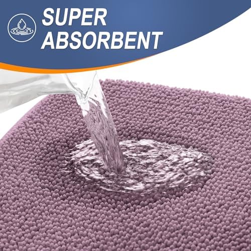 OLANLY Memory Foam Small Bathroom Rugs 24x16, Absorbent Bath Mat, Deep Plum - Image 3