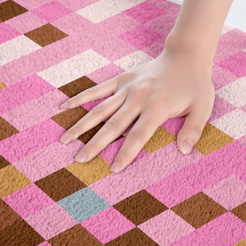 Manfei Pixelated Grid Shaggy Bathroom Mat, Games Gamepad Miners Bath Rugs Soft - Image 4