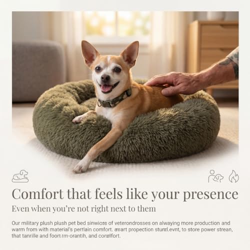 nononfish Donut Dog Bed for Small Dogs, Cozy Round Calming Pet Bed - Image 2