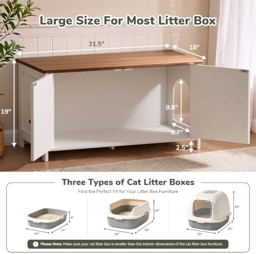 Extra Large Hidden Cat Litter Box Enclosure Furniture, Dog Proof Kitty Washroom - Image 2