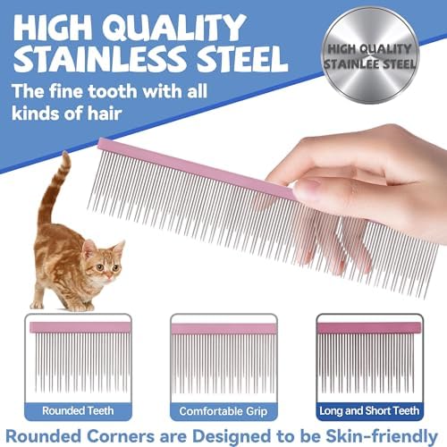 8.5 Inch Dual Tooth Pet Comb for Mats and Tangles，Professional Grooming Comb - Image 3