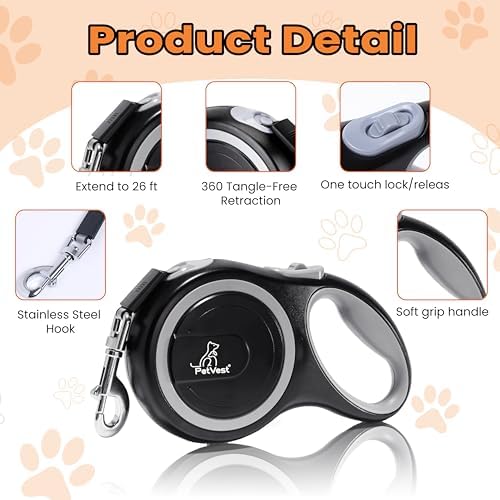Retractable Dog Leash – Extendable up to 26 FT, Heavy Duty Nylon Tape, - Image 4