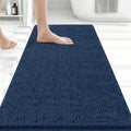 Bcoimo Bath Rug Mat, Chenille Extra Soft Navy Long Bathroom Runner Floor Rug by Bcoimo