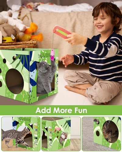 Bissap 2PCS Cat Cardboard House, Large Thickened Play House - Image 5